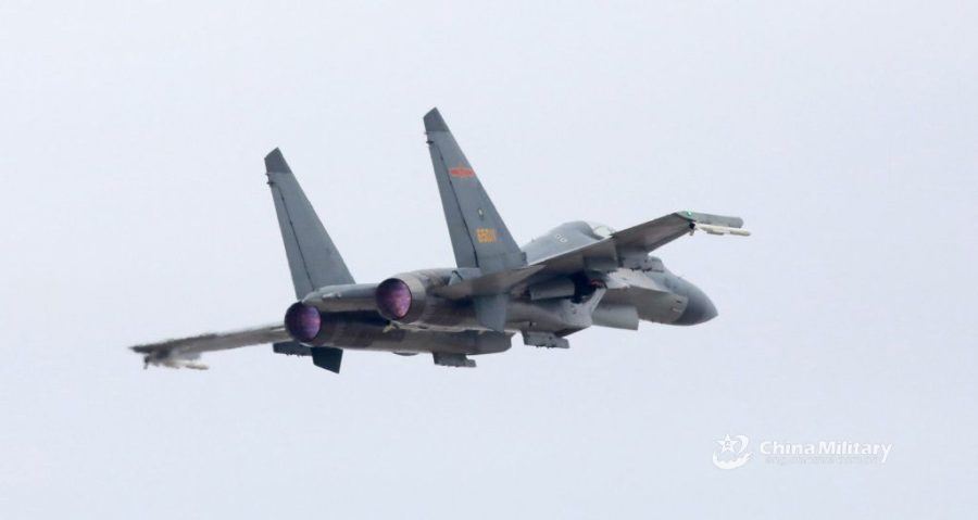 J-16 fighters conduct combat training with PL-15 missiles